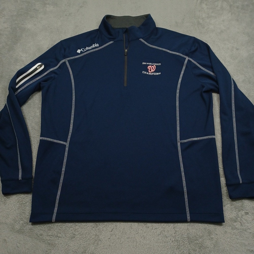 Washington Nationals Sweater Mens XL Blue 1/4‎ Zip Columbia MLB Baseball